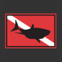 Shark Diving Flag Long Sleeve T-Shirt by SCUBA_Dive_TShirts Shark Diving Flag Long Sleeve T-Shirt