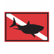Shark Diving Flag Long Sleeve T-Shirt by SCUBA_Dive_TShirts Shark Diving Flag Long Sleeve T-Shirt