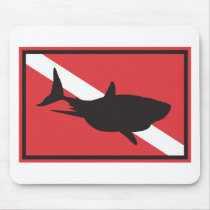 Shark Diving Flag mousepads by SCUBA_Dive_TShirts Shark Diving Flag mousepads