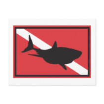 Shark Diving Flag postcards