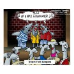 Shark Folk Singers Funny Posters posters
