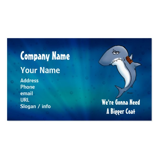 Shark Needs Bigger Coat Cartoon Business Car Business Card Templates (front side)