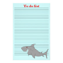 Shark To Do List Custom Stationery