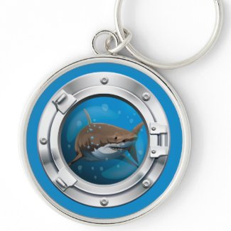 Shark Underwater Porthole Wiev Keychain