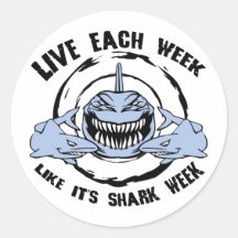 Shark Week Round Stickers