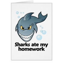 Sharks ate my homework greeting card