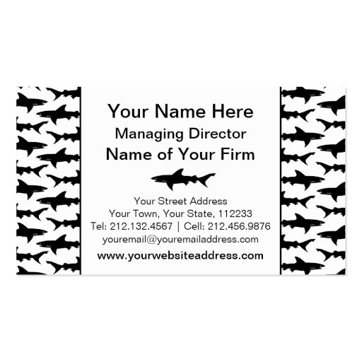 Sharks - Elegant Black and White Shark Pattern Business Card Template