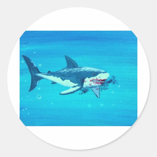 Shark's lunch mustache classic round sticker Zazzle