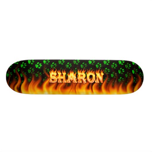 Sharon real fire and flames skateboard design