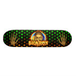 Sharon skull real fire and flames skateboard desig