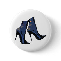 Sharp Boots (blue) Ankle Boot Art Pinback Button
