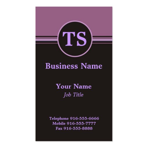 Sharp Purple Business Cards (front side)