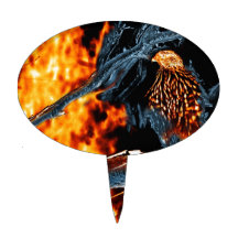 Sharp Shinned Hawk Fire and Ice. (0112) Cake Toppers