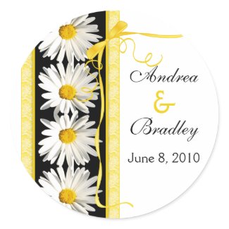 Shasta Daisy Monogram Wedding Sticker sticker
