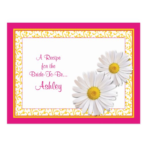 Shasta Daisy Recipe Card for the Bride to Be Post Cards