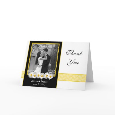 Shasta Daisy Wedding Photo Thank You Card