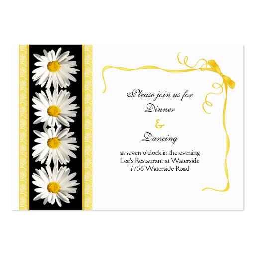 Shasta Daisy Wedding Reception Card Business Cards (front side)