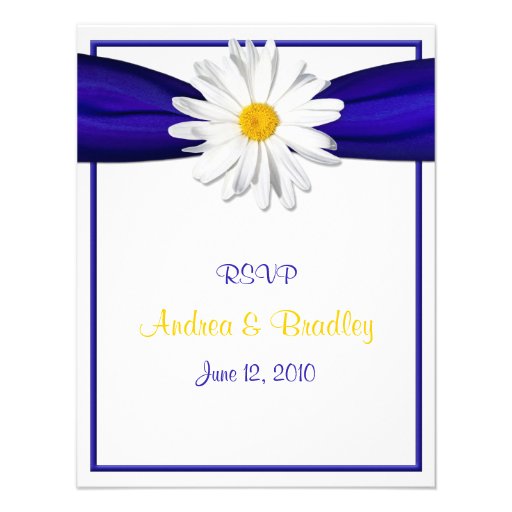 Shasta Daisy with Blue Ribbon Response Card Announcements