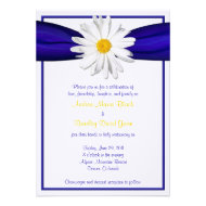 Shasta Daisy with Blue Ribbon Wedding Invitation