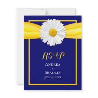 Shasta Daisy with Yellow Ribbon Response Card invitation