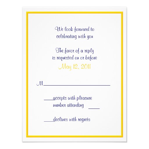 Shasta Daisy with Yellow Ribbon Response Card Personalized Invites