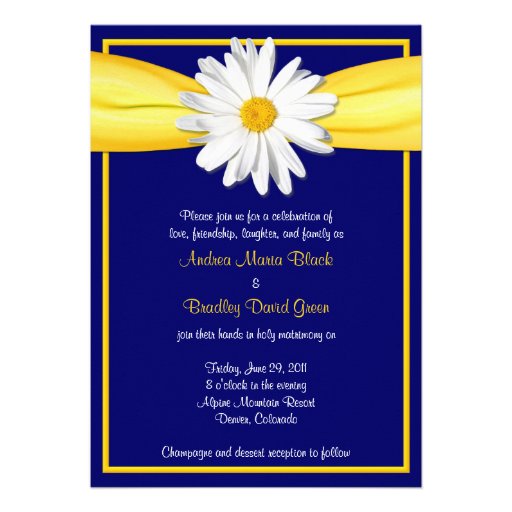 Shasta Daisy with Yellow Ribbon Wedding Invitation