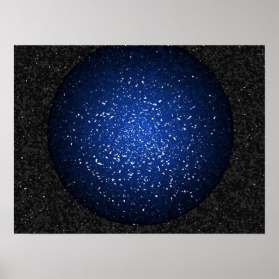 Shattered Deep Blue Orb With Black Grey Background Print by animes