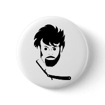 Shave - Man Shaving Beard - Shaved Beard Pinback Button