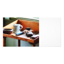 Shaving Mug, Razor and Brushes Customized Photo Card