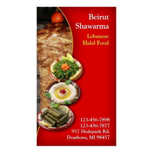 Shawarma Middle Eastern Business Card (front side)