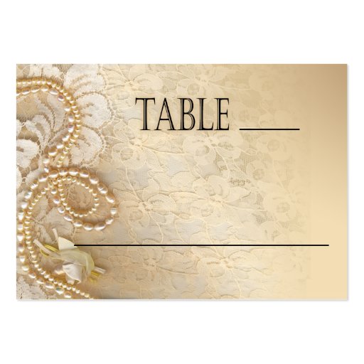 Shayla Pearls & Lace Wedding | eggshell place card Business Cards (front side)