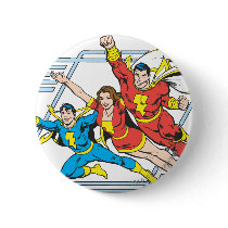 captain, marvel, family, mary, junior, thunder, shazam, black, billy, batson, justice league heroes, justice, league, justice league logo, justice league, logo, hero, heroes, dc comics, comics, comic, mic book, comic book hero, comic hero, comic heroes, comic book heroes, dc comic book heroes, batman, bat man, the dark knight, superman, super man, green lantern, wonder woman, green arrow, hawk man, hawk woman, plastic man, firestorm, dr. fate, Button with custom graphic design