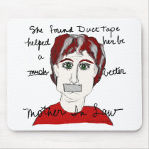 She found duct tape ... mouse pad