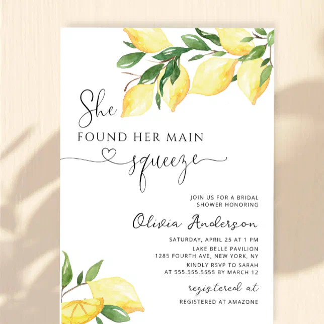 She Found Her Main Squeeze Bridal Shower Invitation Zazzle