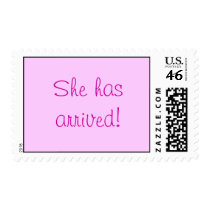 She has arrived! Pink Postage Stamp by bonnievoyage She has arrived! Pink Postage Stamp