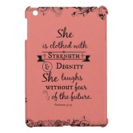 She is Clothed in Strength and Dignity Bible Verse iPad Mini Case