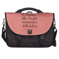 She is Clothed in Strength and Dignity Bible Verse Laptop Commuter Bag
