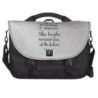 She is Clothed in Strength and Dignity Bible Verse Bags For Laptop
