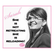 She is not retreating, she is reloading posters