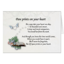 She left pawprints on your heart sympathy card