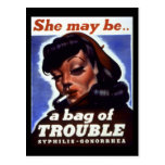 "She might be a bag of trouble" WWII STD Image Post Cards