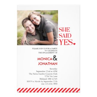 She Said Yes Engagement Party Photo Invitation