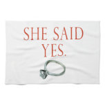 She Said Yes Groom Engagement Kitchen Towels