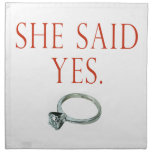 She Said Yes Groom Engagement Printed Napkins
