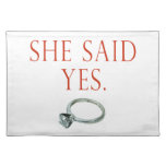 She Said Yes Groom Engagement Place Mat