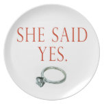 She Said Yes Groom Engagement Plate