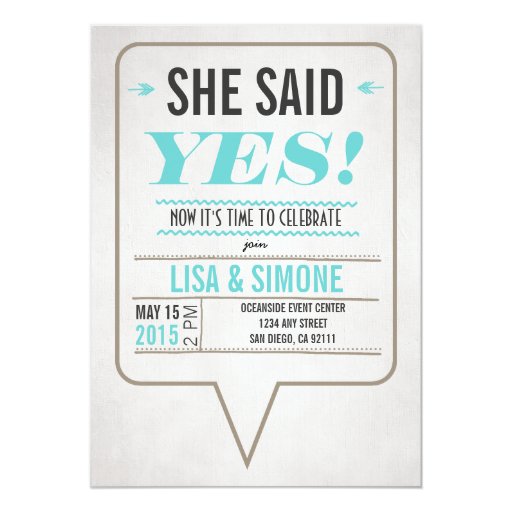 She Said Yes Lesbian Wedding Invitation Zazzle