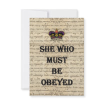 She who must be obeyed personalized announcements