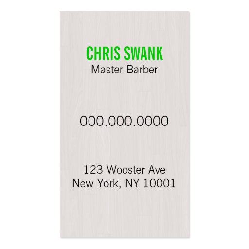 Shears Barber/Cosmetologist Business Card (Green) (back side)