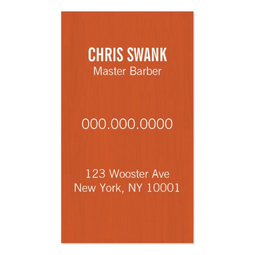 Shears Barber/Cosmetologist Business Card (Orange) (back side)